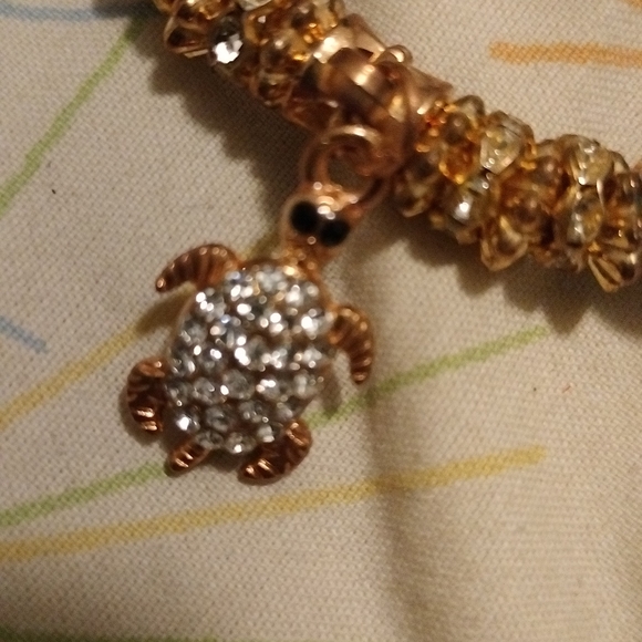 Blue and gold beaded bracelet - Picture 2 of 6